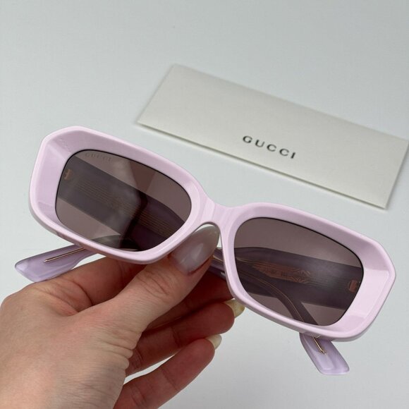 Gucci GG1531SK 003 BRAND NEW Sunglasses Pink Brown Unisex Rectangle - Picture 2 of 13